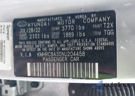 2022 Hyundai Venue Sel from USA, damaged, VIN KMHRC8A30NU204458